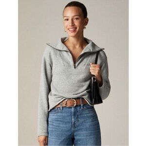 J. Crew Heather Gray Heritage Terry Quarter-Zip Sweatshirt Sweater Women’s M